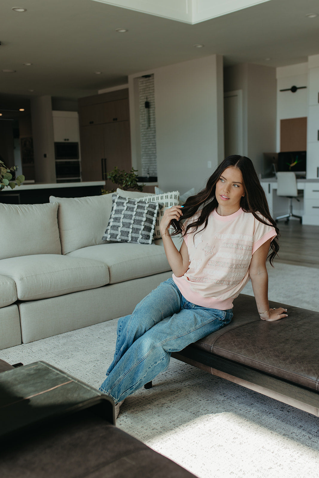 THE MAREN BLUSH AMERICANA LACE TOP
