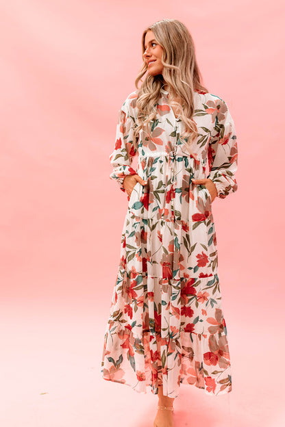 THE BRIDGIT FLORAL MAXI DRESS IN IVORY