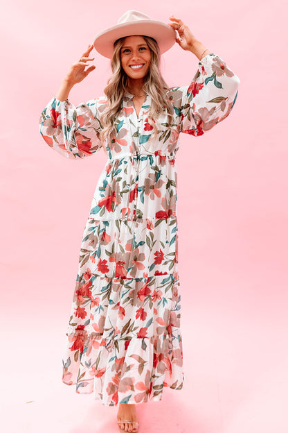 THE BRIDGIT FLORAL MAXI DRESS IN IVORY