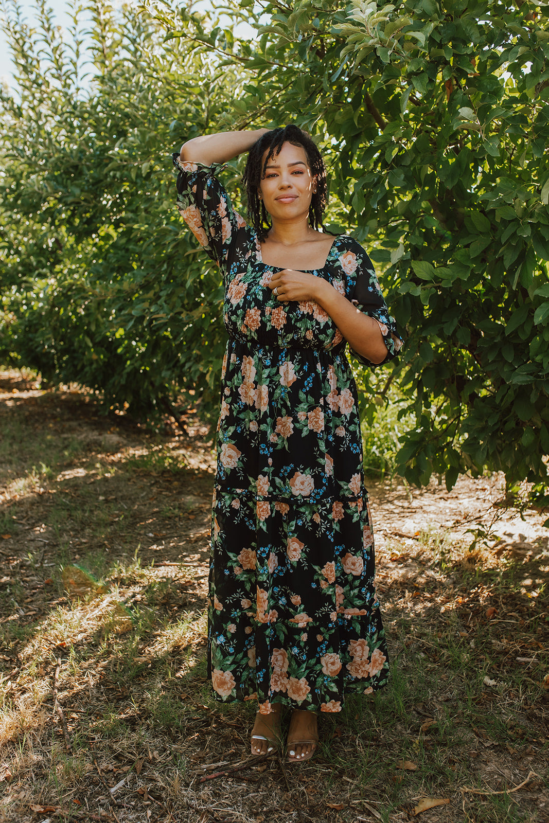 THE ELEANOR DRESS IN BLACK FLORAL BY PINK DESERT