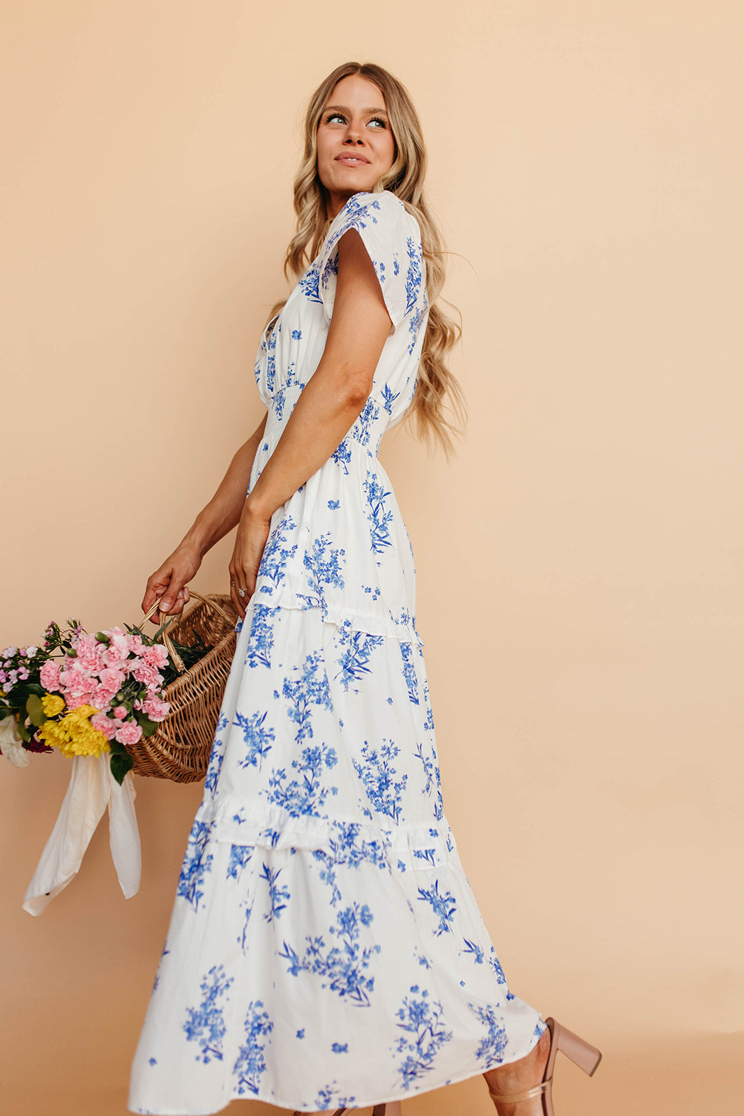 pink and blue floral dress Sunny Mood & Maxi Dress, X-Large - The Mint Julep Boutique high slit that offers a sultry touch Blue Floral Midi Summer Dress