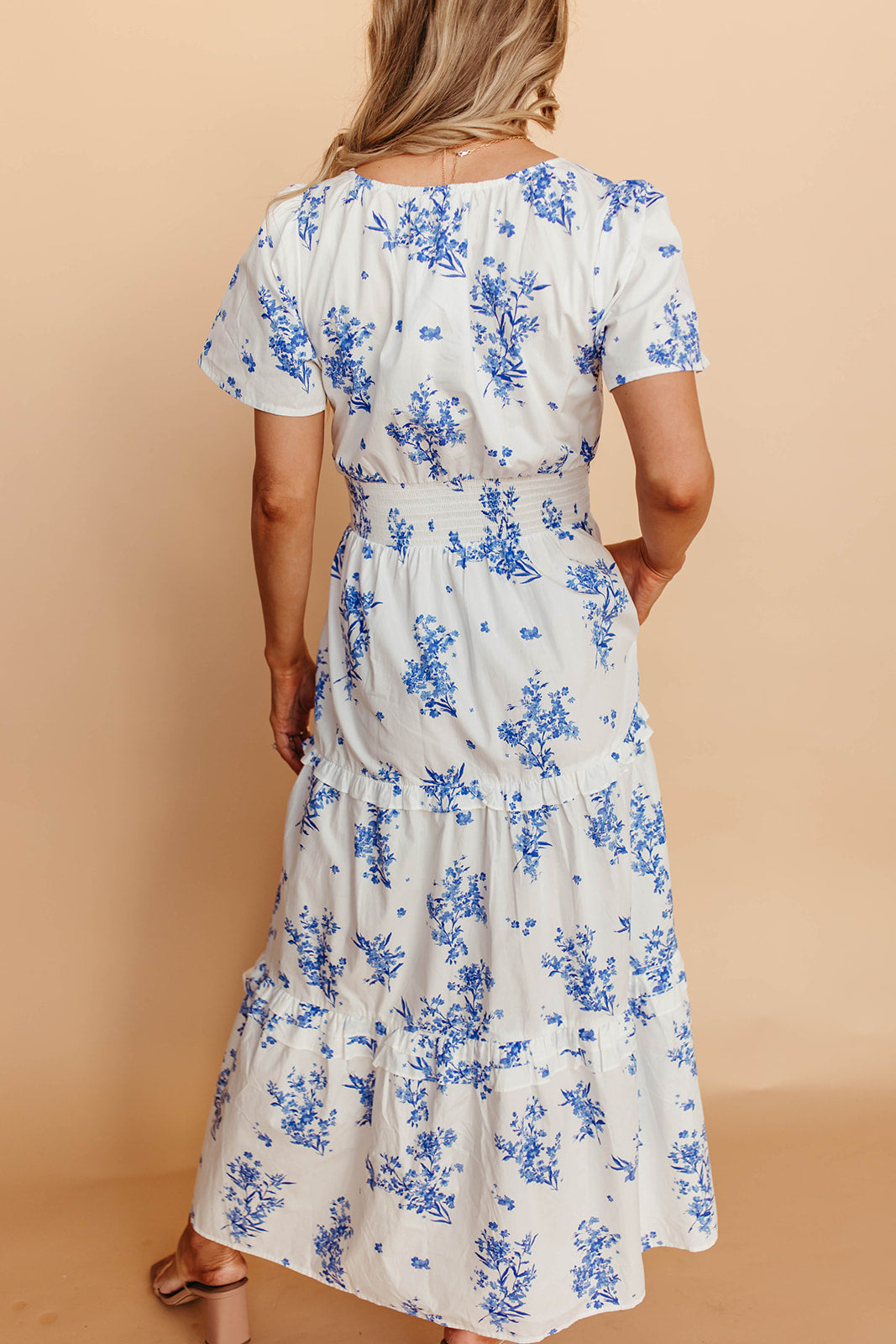 Mi Mi Sol pear-print poplin dress - Blue