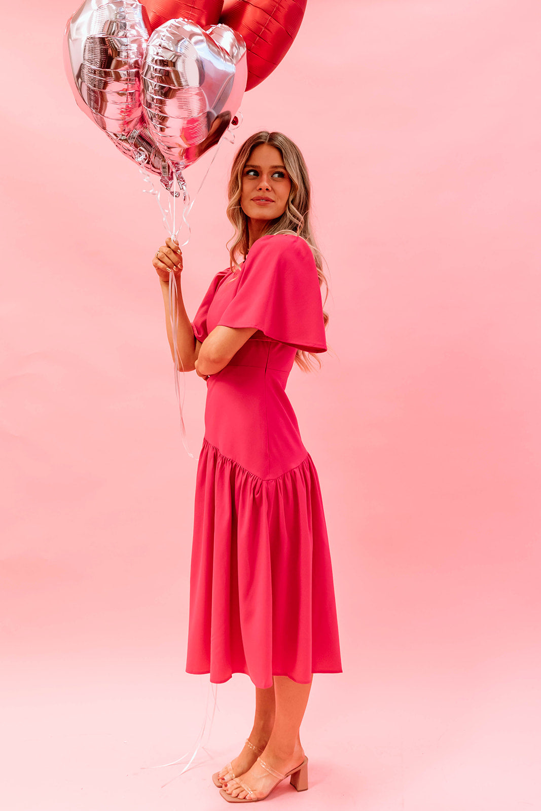 Pink drop waist clearance dress