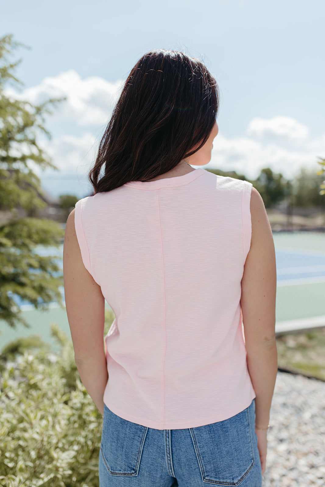 THE KHYLEE SLEEVELESS COTTON TOP IN SOFT PINK