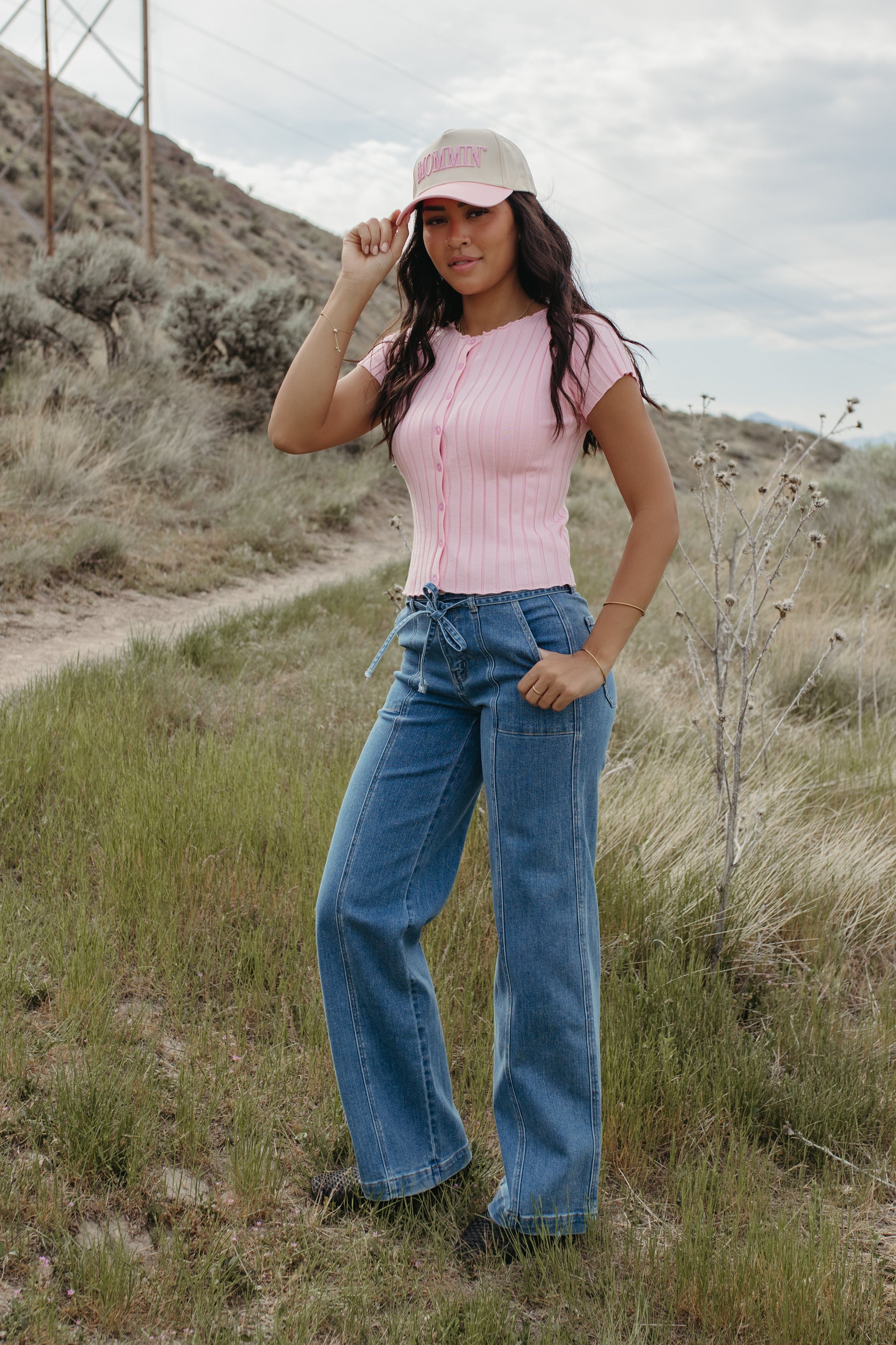 THE FLORENCE RIBBED BUTTON TOP – Pink Desert