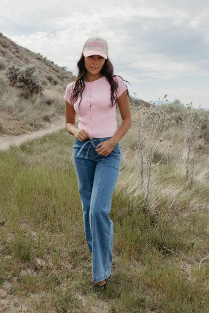 THE FLORENCE RIBBED BUTTON TOP