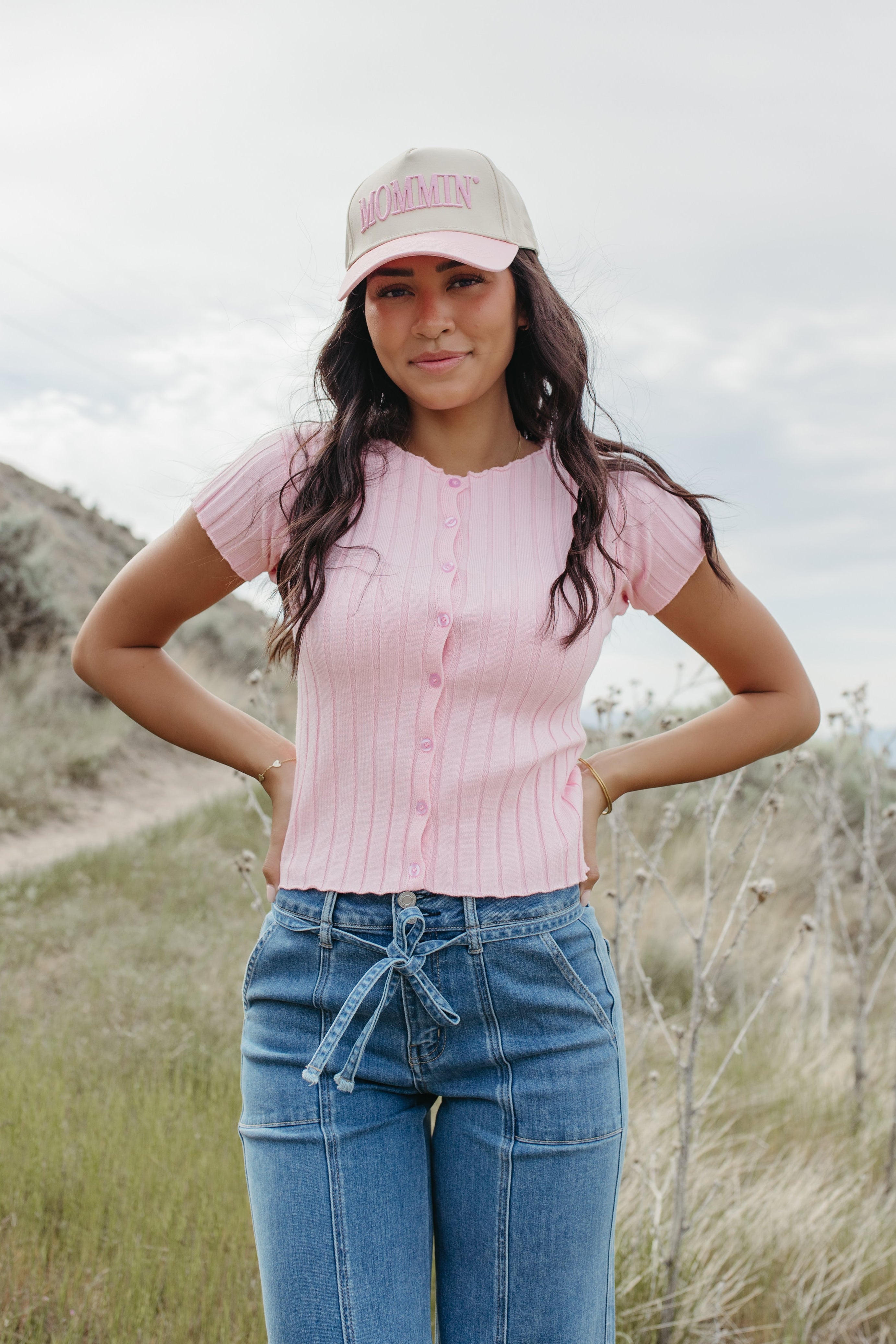 トップス Bibiy. FLORENCE BISTIER pink THE FLORENCE RIBBED BUTTON TOP – Pink Desert