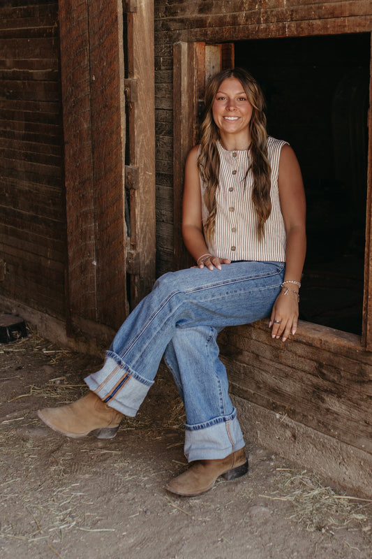 THE AZALEA STRIPED BUTTON DOWN TANK
