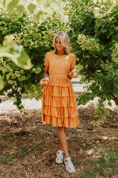 THE TIERED RUFFLED DRESS IN CLEMENTINE BY PINK DESERT