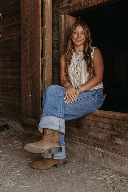 THE AZALEA STRIPED BUTTON DOWN TANK