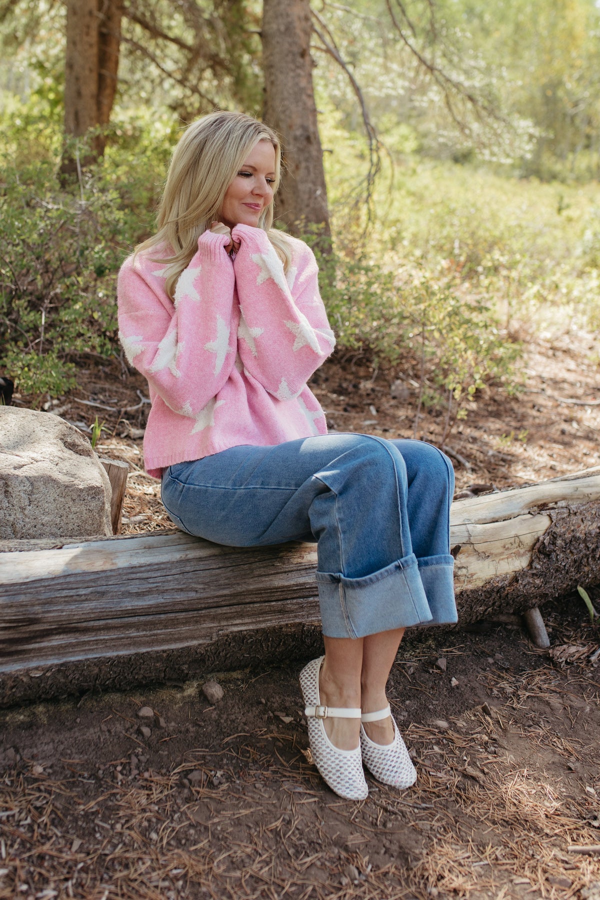 THE SAGE STAR PATTERNED SWEATER IN PINK