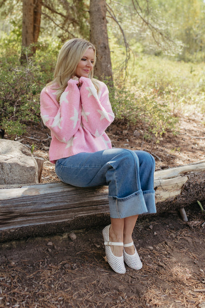 THE SAGE STAR PATTERNED SWEATER IN PINK
