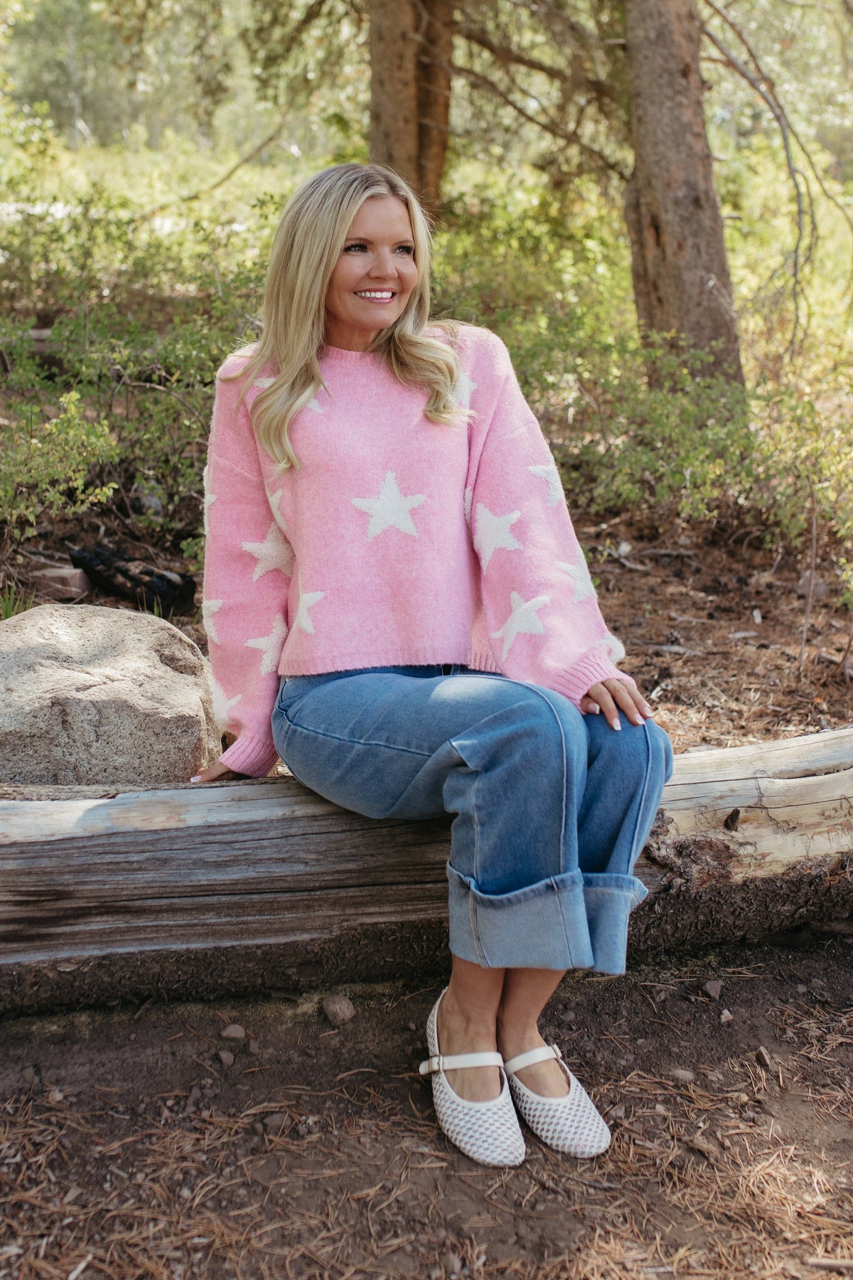 THE SAGE STAR PATTERNED SWEATER IN PINK