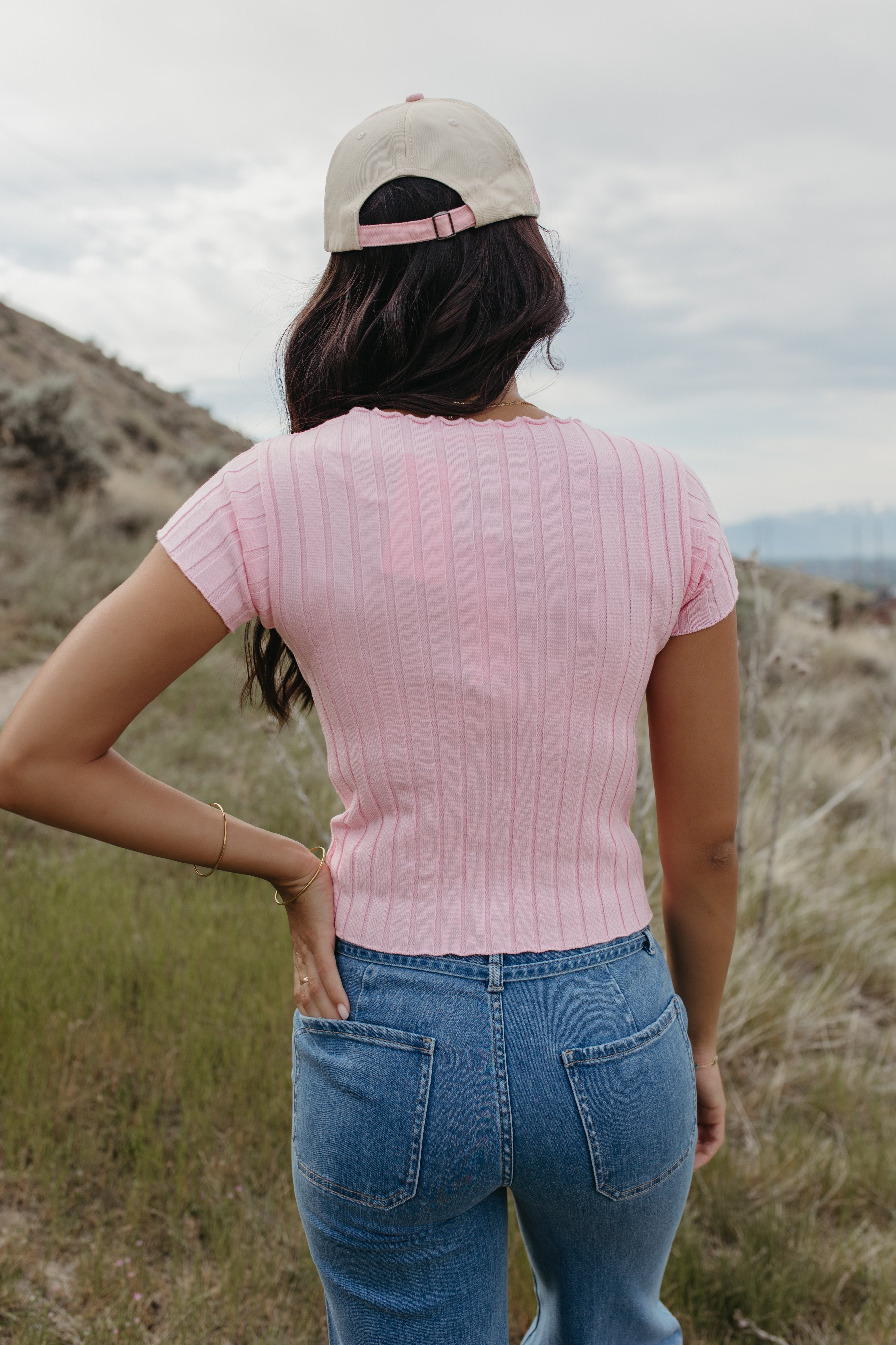 THE FLORENCE RIBBED BUTTON TOP – Pink Desert