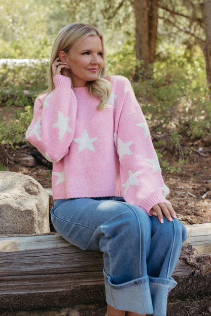 THE SAGE STAR PATTERNED SWEATER IN PINK