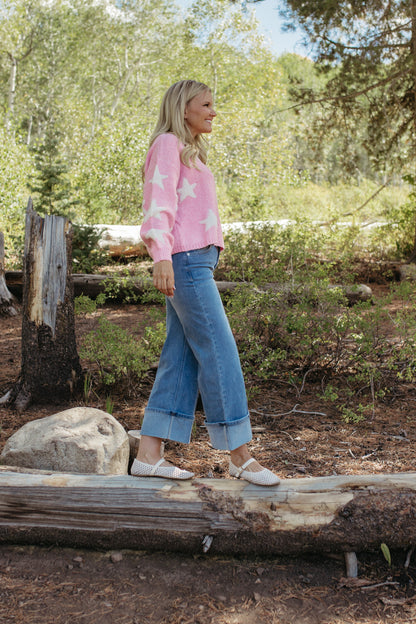 THE SAGE STAR PATTERNED SWEATER IN PINK