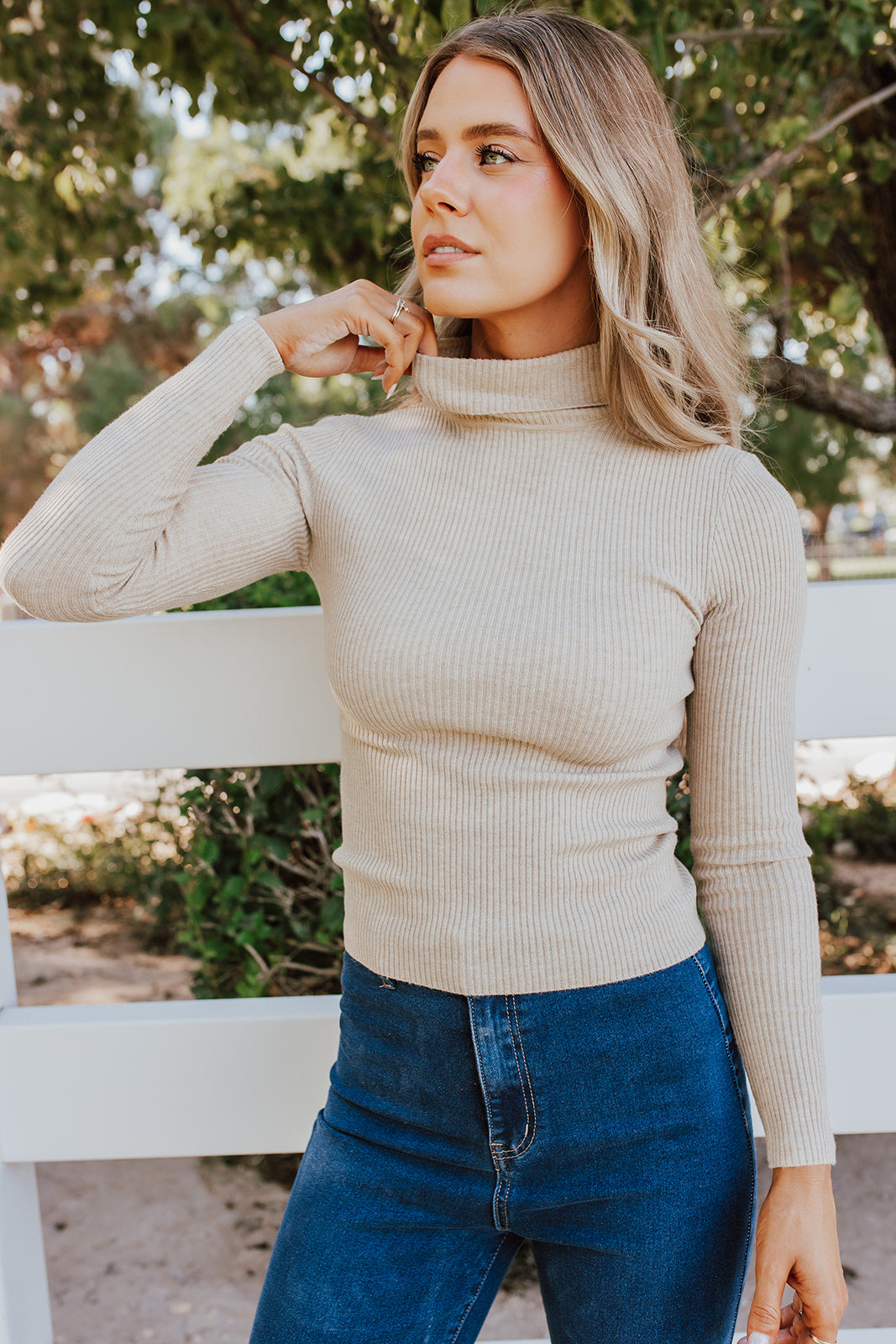 THE LONDON TURTLENECK RIBBED SWEATER IN OATMEAL
