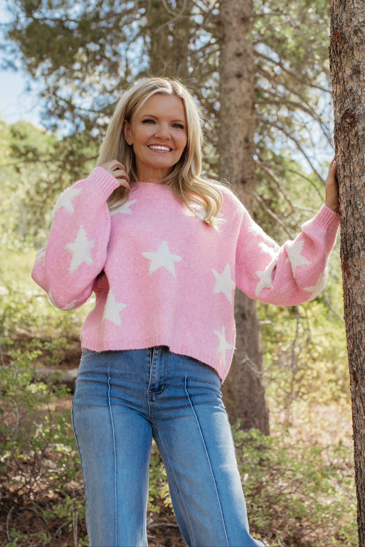 THE SAGE STAR PATTERNED SWEATER IN PINK