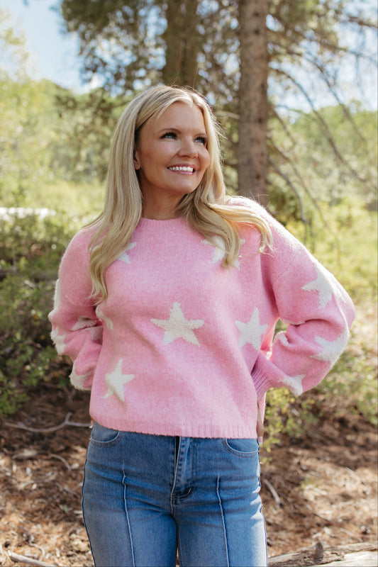 THE SAGE STAR PATTERNED SWEATER IN PINK