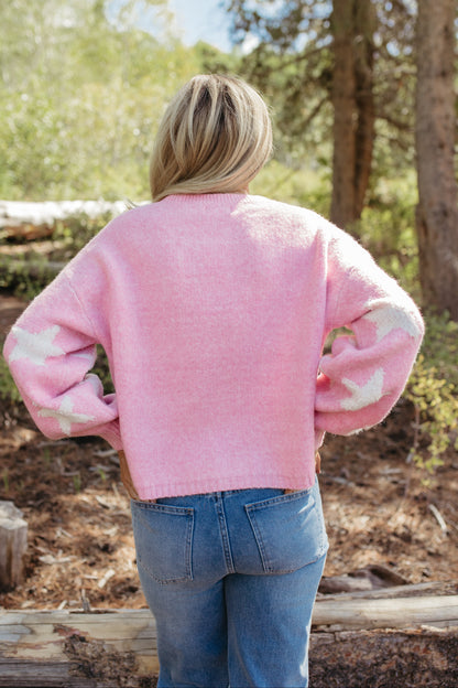 THE SAGE STAR PATTERNED SWEATER IN PINK