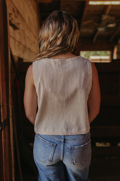 THE AZALEA STRIPED BUTTON DOWN TANK