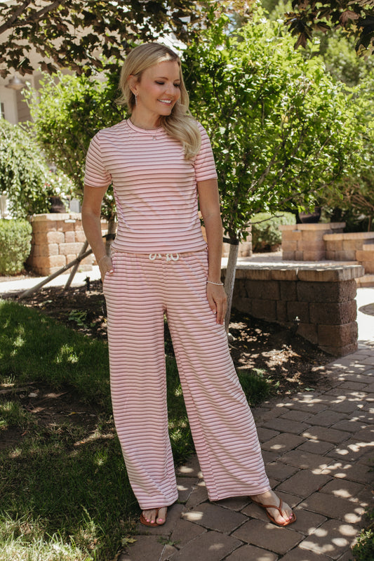 THE ALIVIA STRIPED LOUNGE SET IN PINK
