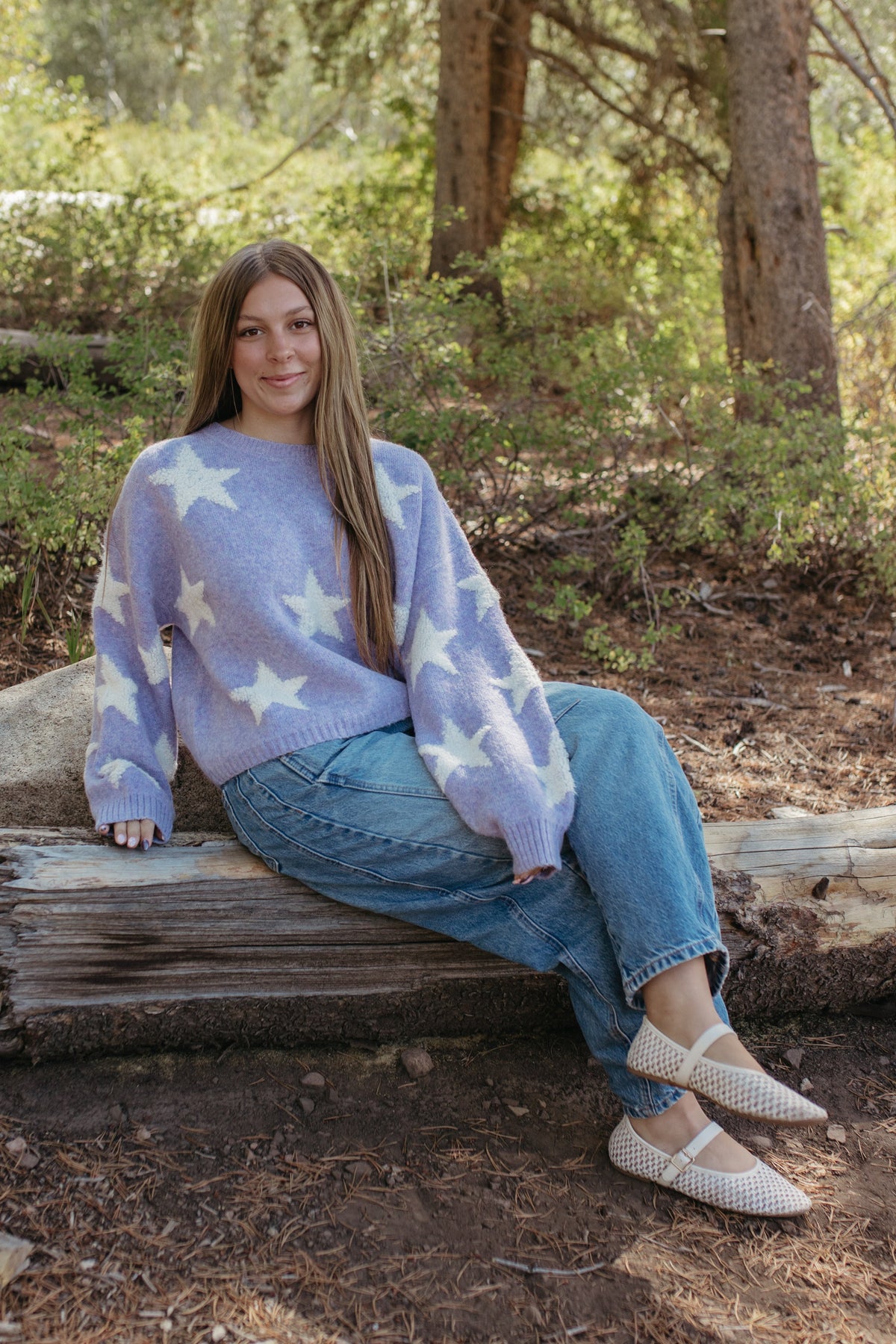 THE SAGE STAR PATTERNED SWEATER IN LILAC