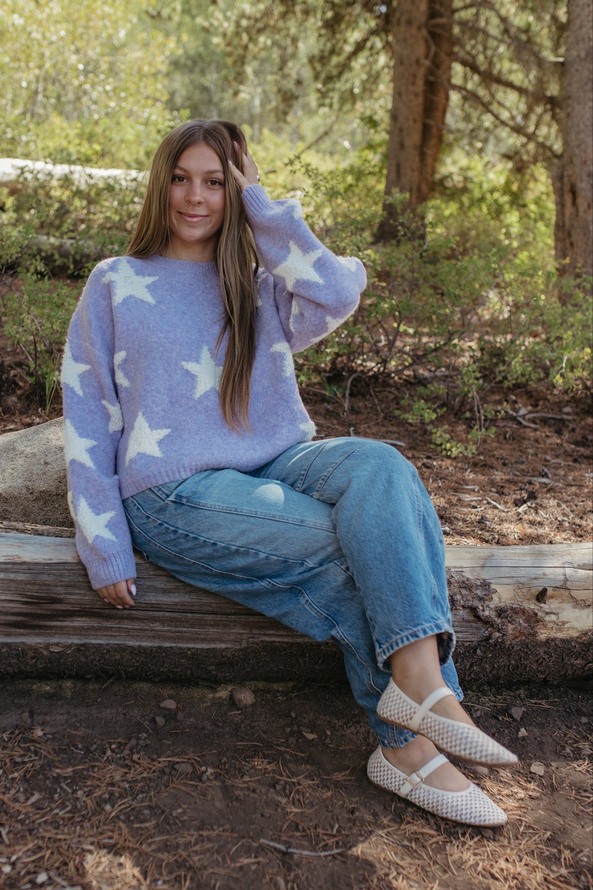 THE SAGE STAR PATTERNED SWEATER IN LILAC