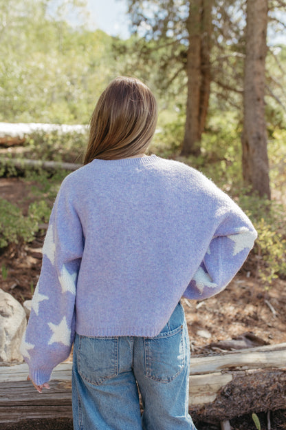 THE SAGE STAR PATTERNED SWEATER IN LILAC