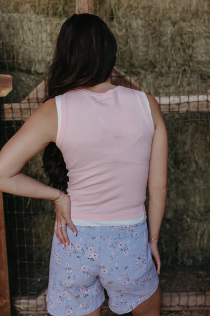 THE AFTON DENIM FLORAL SHORTS