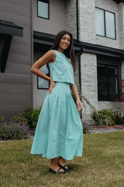 THE PRESLEY STRIPE TOP IN GREEN