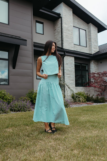 THE PRESLEY STRIPE TOP IN GREEN