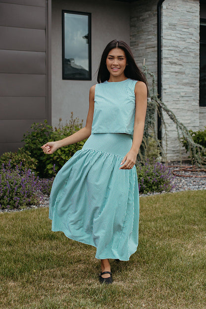 THE PRESLEY STRIPE TOP IN GREEN