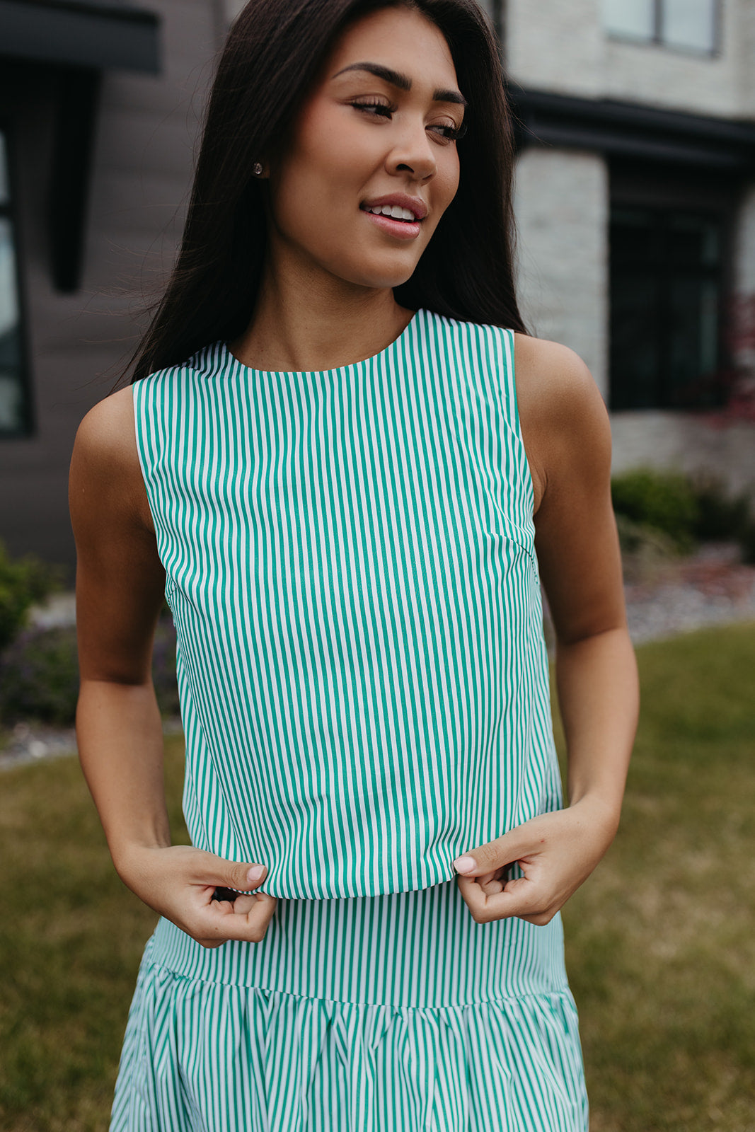 THE PRESLEY STRIPE TOP IN GREEN