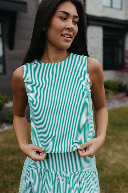 THE PRESLEY STRIPE TOP IN GREEN