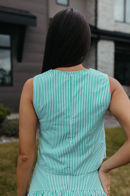THE PRESLEY STRIPE TOP IN GREEN