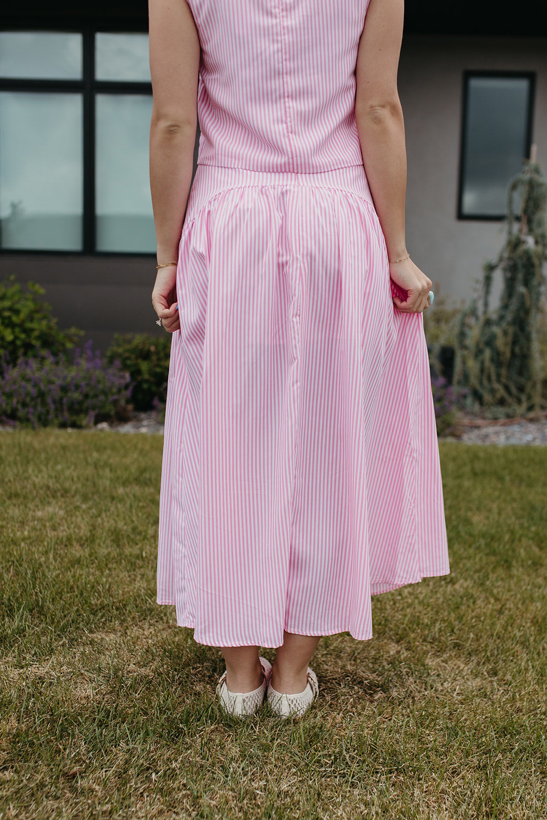 THE PRESLEY STRIPE MAXI SKIRT IN PINK