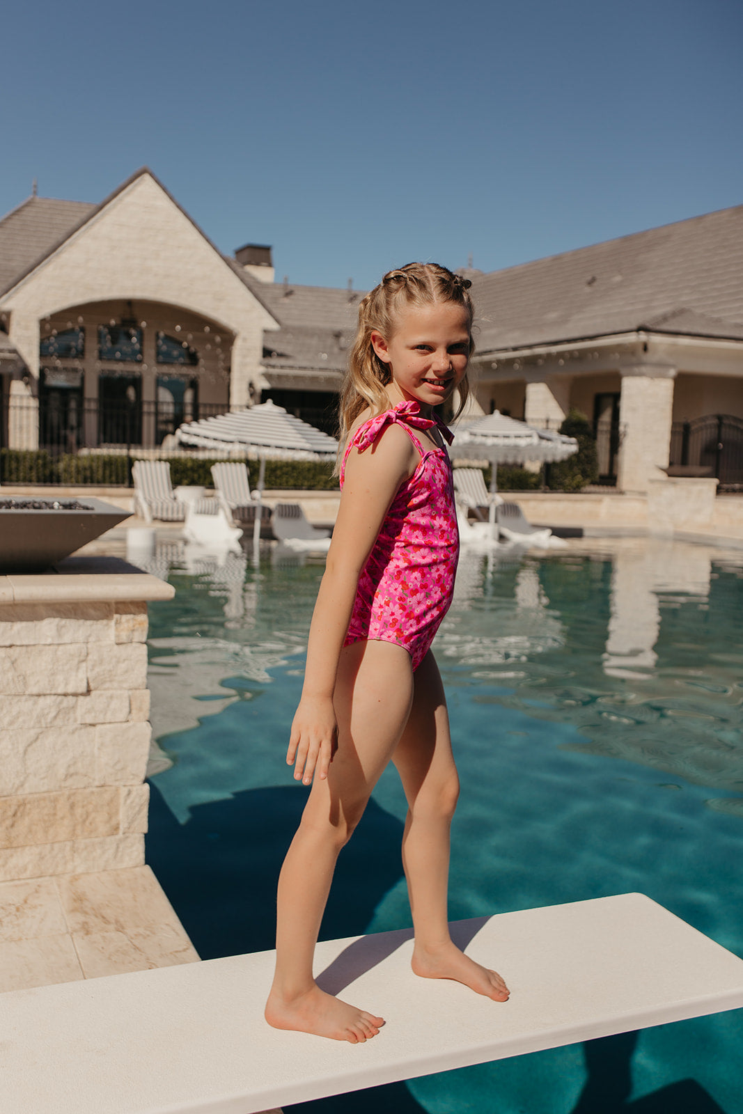 GIRLS TIE STRAP ONE PIECE IN CHERRY BLOOM BY PINK DESERT