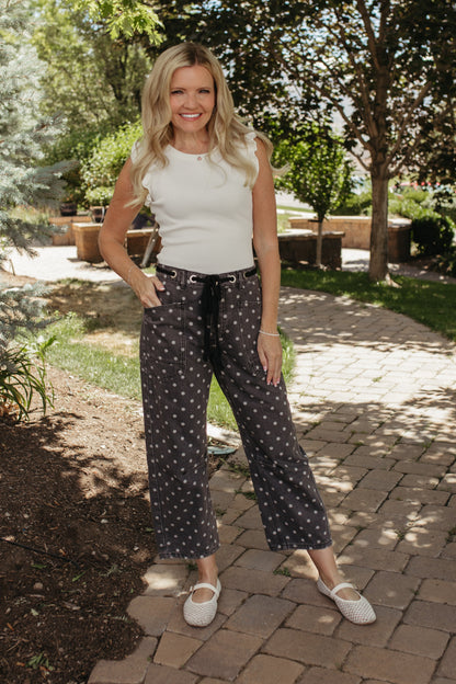 THE MELODY POLKA DOT PANTS IN CHARCOAL
