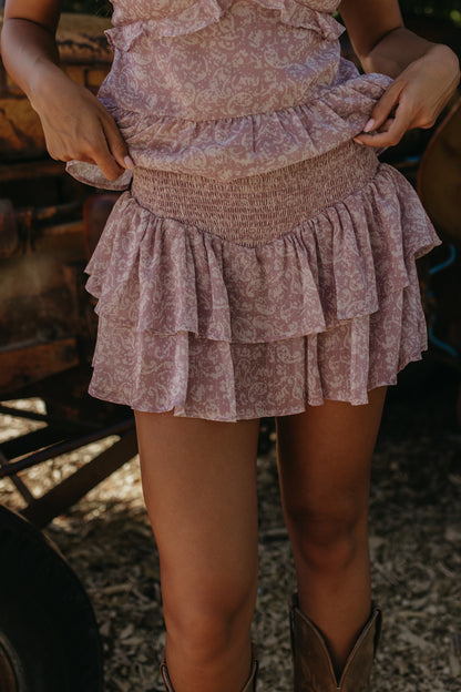 THE KARINA CHIFFON RUFFLE TOP AND SKORT SET