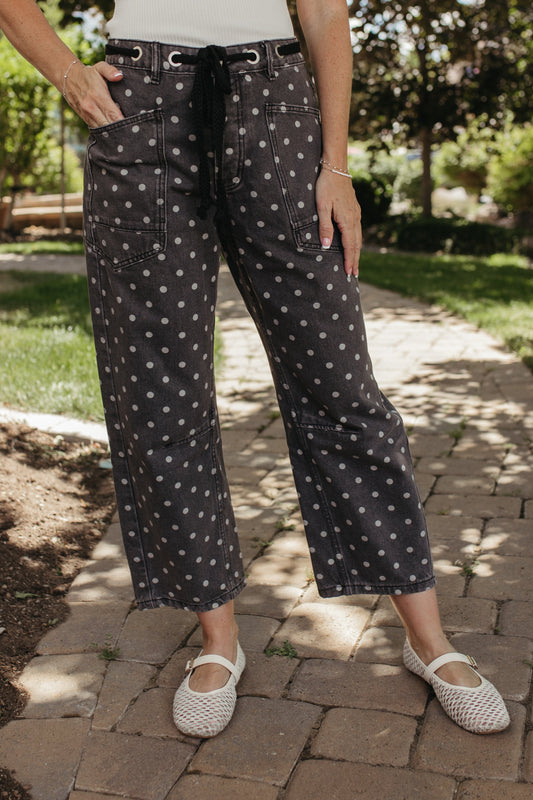 THE MELODY POLKA DOT PANTS IN CHARCOAL