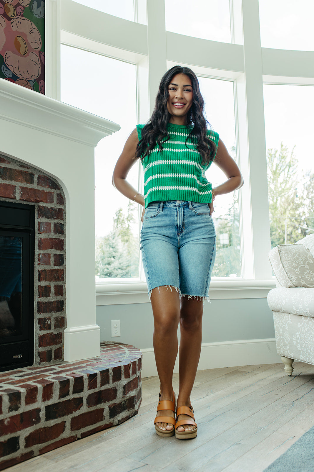 THE RUBY STRIPE TOP IN GREEN
