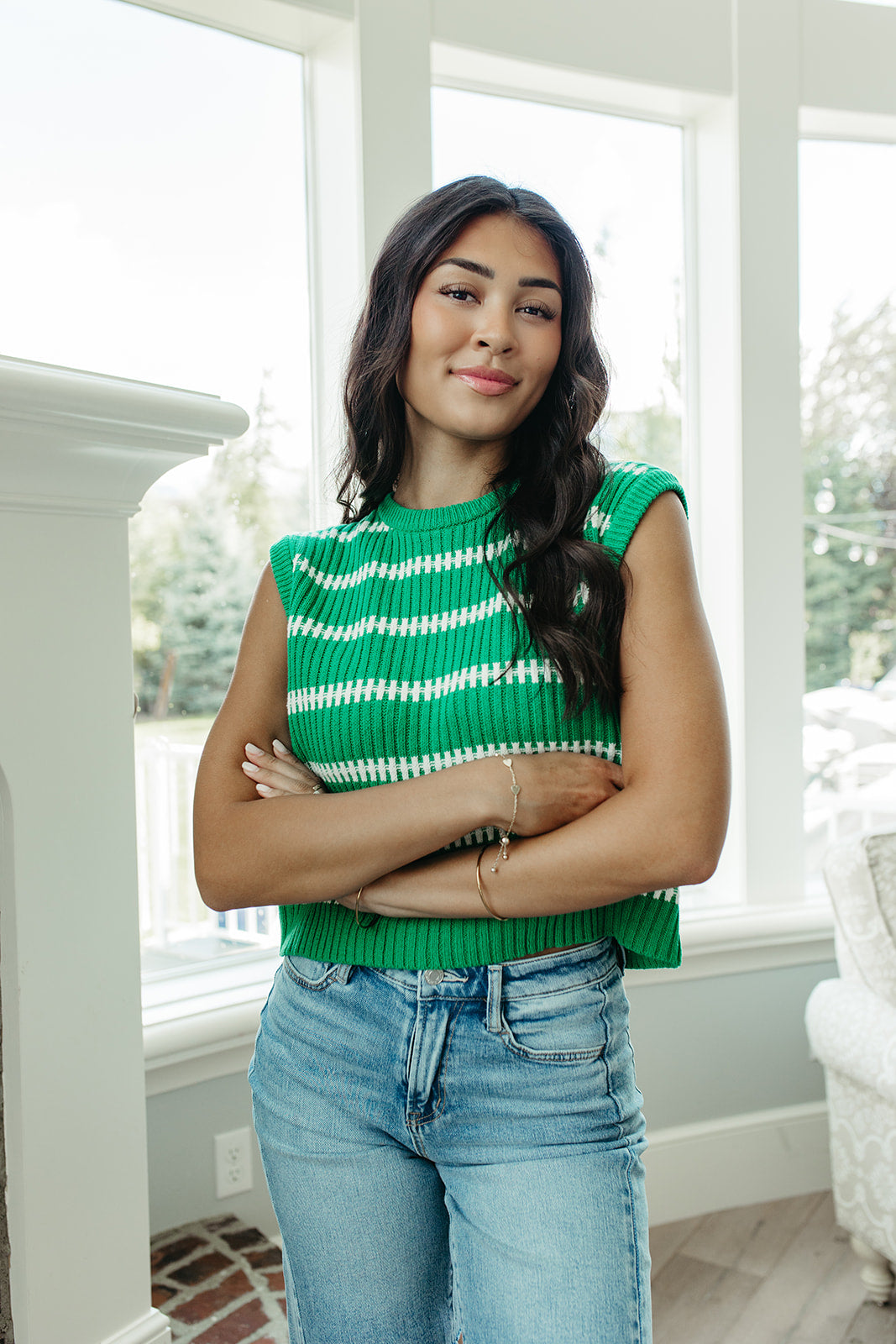 THE RUBY STRIPE TOP IN GREEN