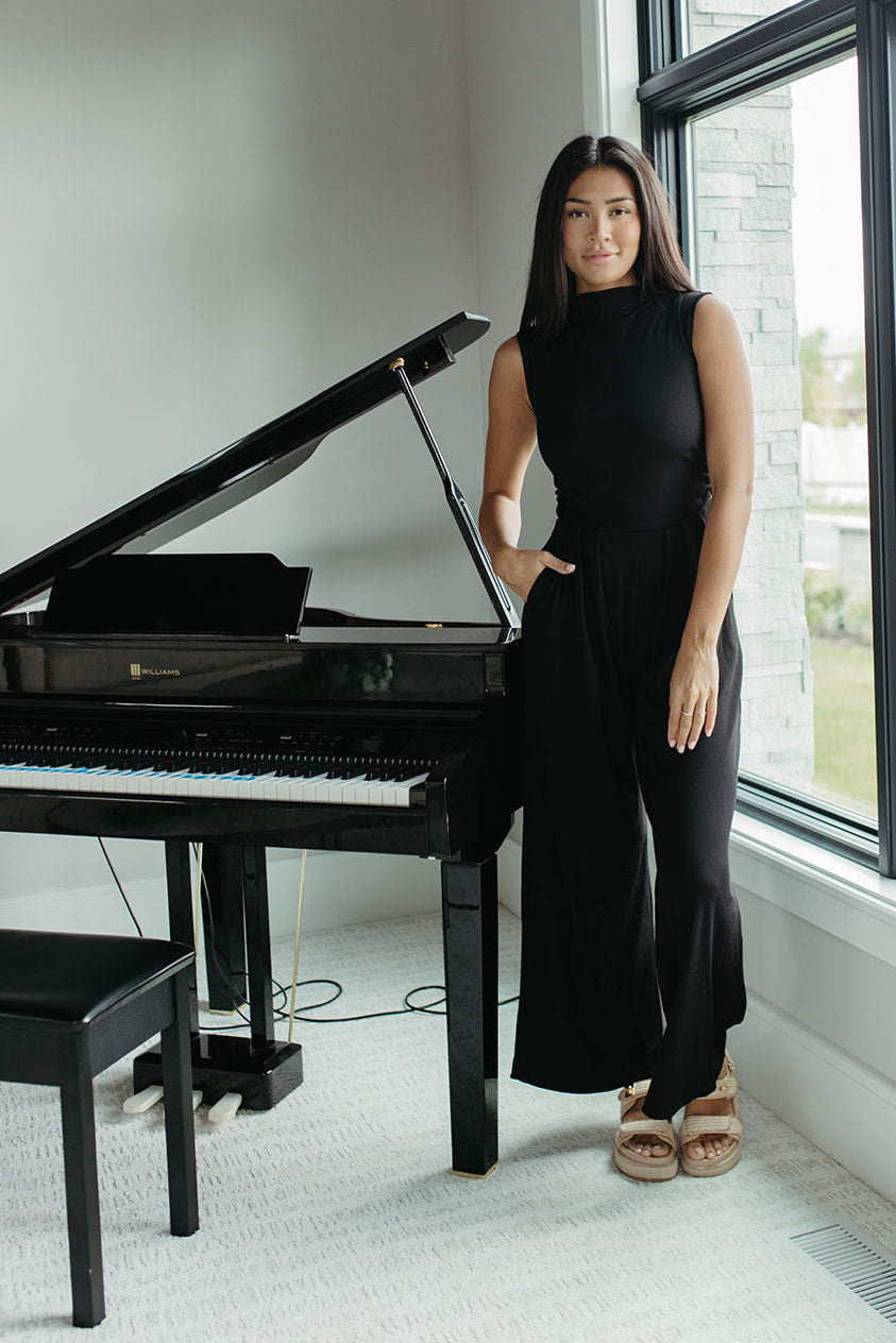 THE BRYNN HIGH NECK RIB JUMPSUIT