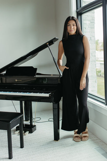 THE BRYNN HIGH NECK RIB JUMPSUIT