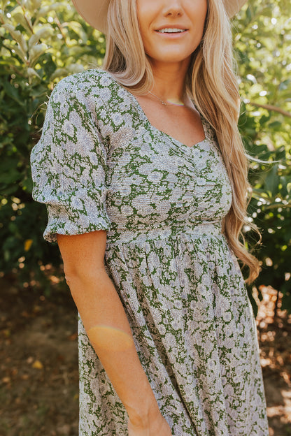 Light green floral dress for girls | PINK DESERT