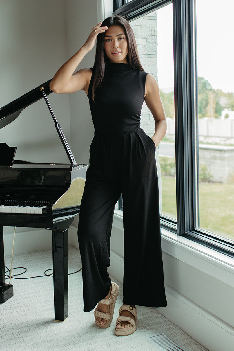 THE BRYNN HIGH NECK RIB JUMPSUIT