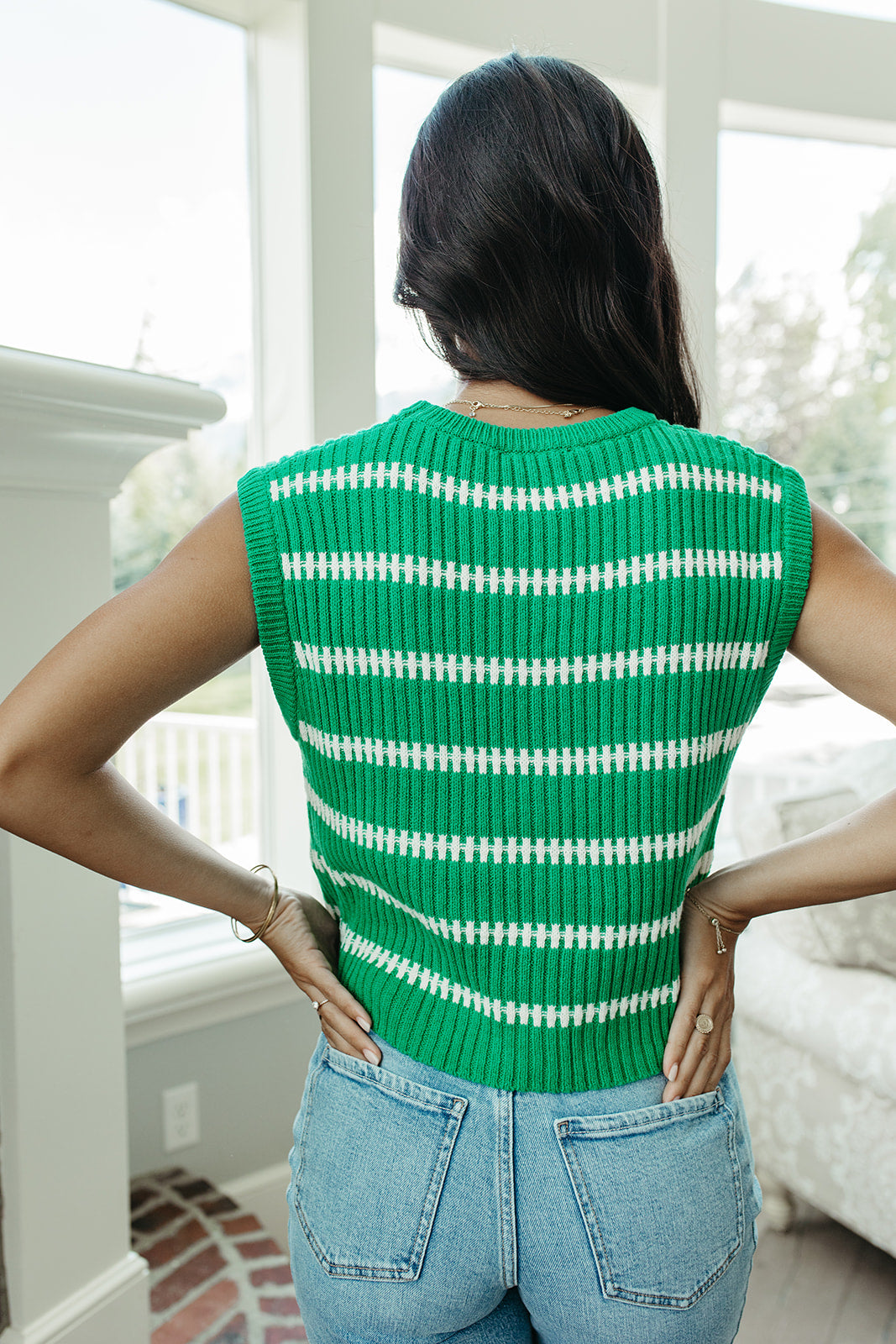 THE RUBY STRIPE TOP IN GREEN