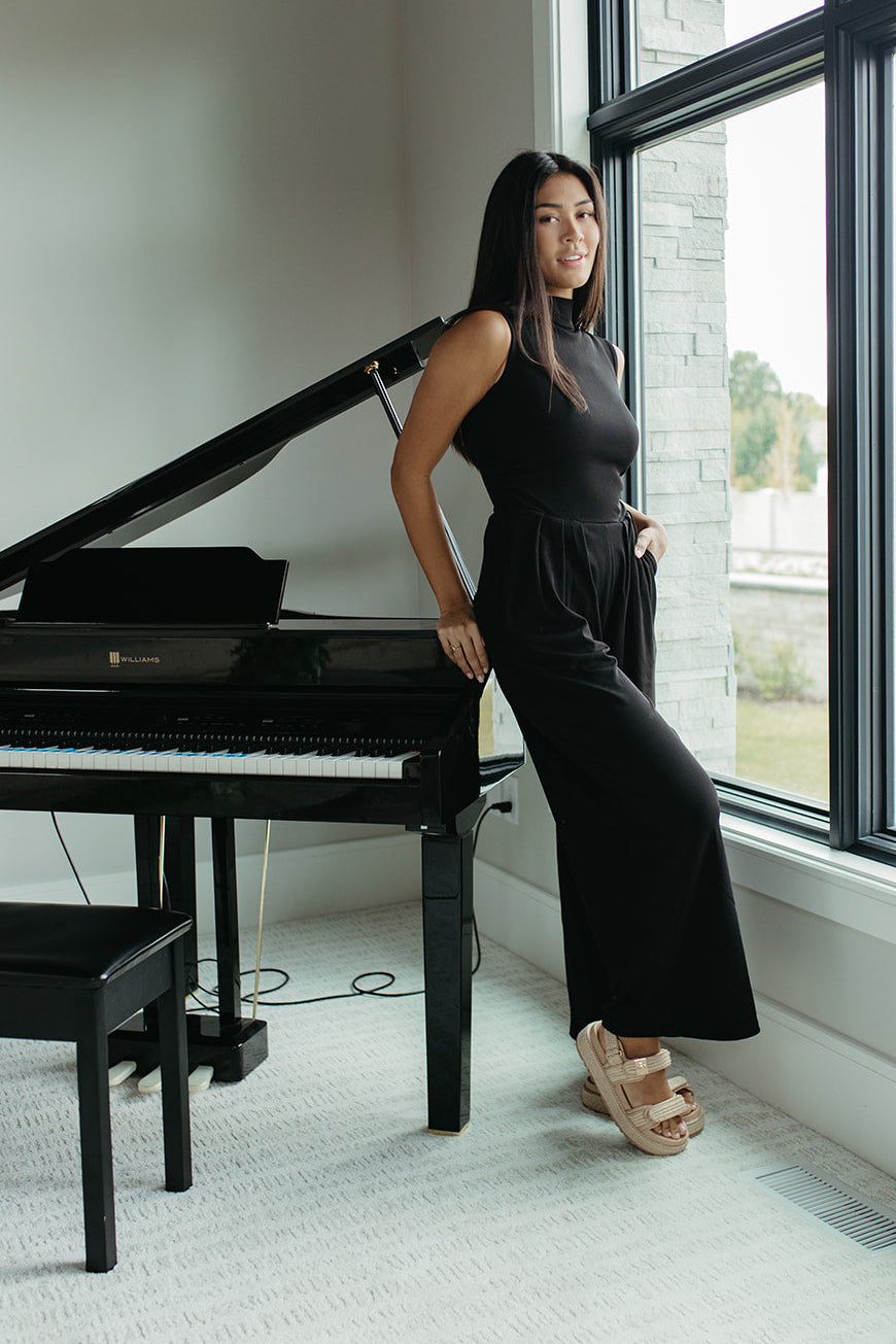 THE BRYNN HIGH NECK RIB JUMPSUIT