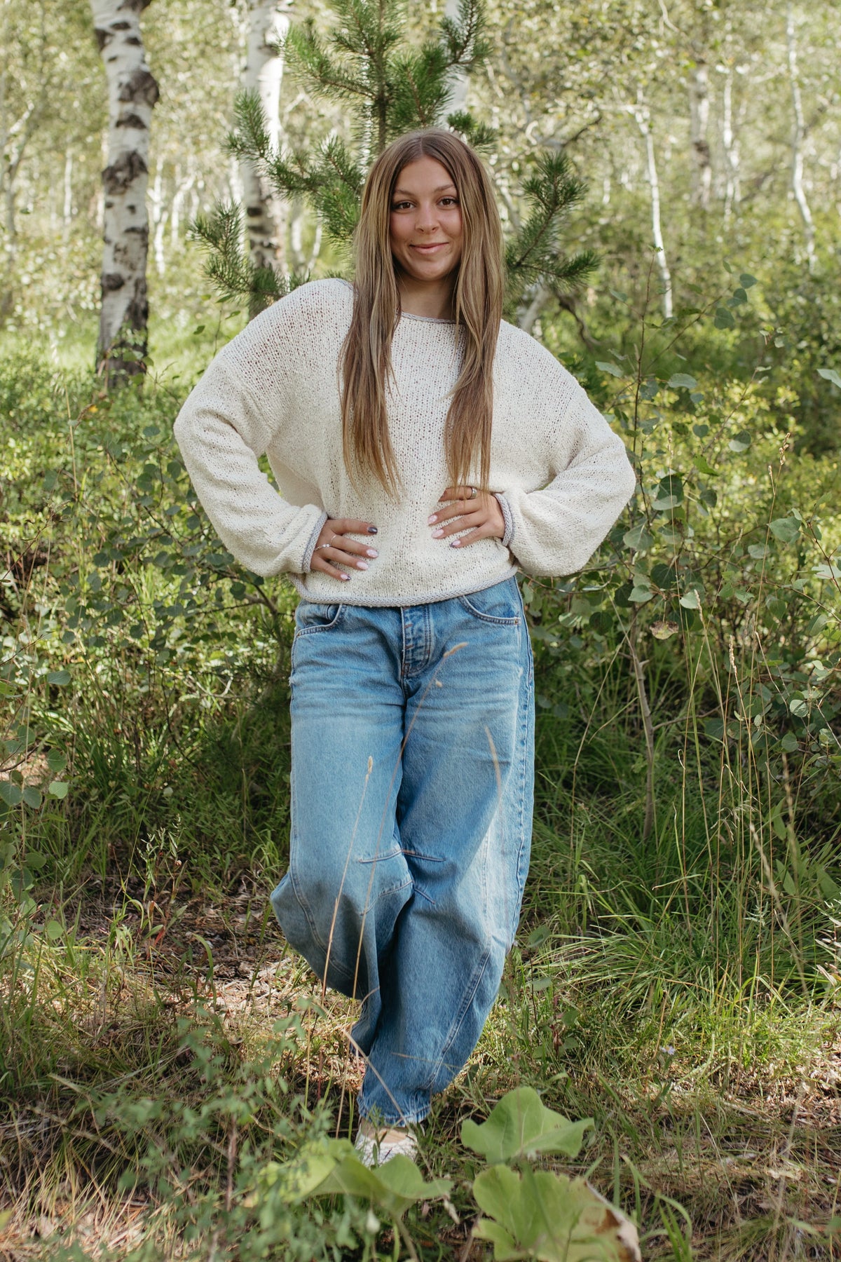 THE SIYA LONG SLEEVE KNIT SWEATER IN OATMEAL
